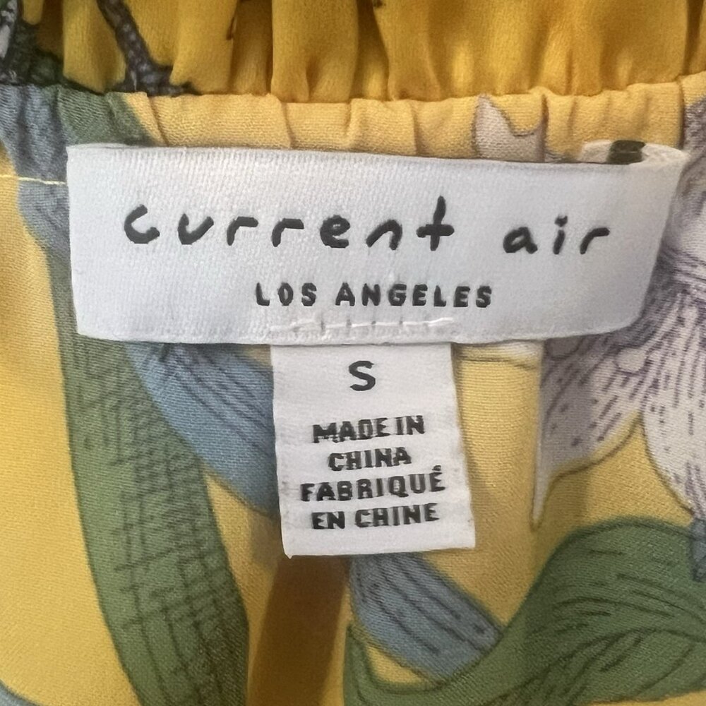 Current Air Anthropologie Top Small Size Floral Short Sleeve Yellow Pink - Picture 3 of 10